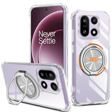 Imagem de Compatível com capa de telefone Oneplus 15 5G, suporte giratório de 360° [não amarelo] capa protetora transparente com 4 cantos de airbag à prova de choque para Oneplus 1+ 15 5G 2025 - transparente