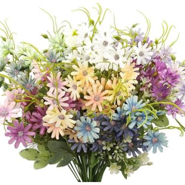 Imagem de Mutcolor Arranjo de flores artificiais de seda, flores falsas, florais, resistentes a UV, buquê de flores silvestres, para uso ao ar livre, casa, mesa, escritório, jardim, decoração de casamento