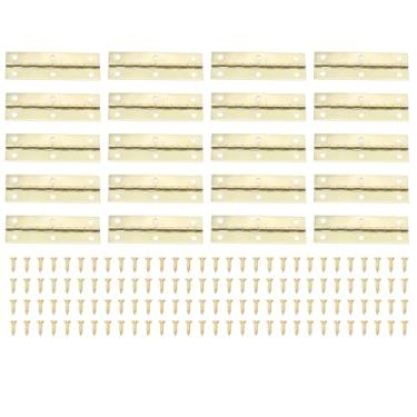 Imagem de SIWOTED 20 conjuntos de dobradiça traseira dobrável de ferro retrô dobrável para móveis de armário 75x25mm amarelo