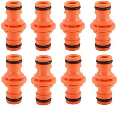 Imagem de Conectores duplos de mangueira macho 8PCS Juntores de tubos de jardim para sistemas de irrigação e rega Conectores duplos masculinos à prova de vazamentos para extensão (orange)