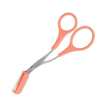 Imagem de [Aparador de sobrancelha de aço inoxidável] Tesoura de aparador de sobrancelha de aço inoxidável com pente | Removedor de cabelo feminino e masculino | Ferramenta de maquiagem removedor de sobrancelha