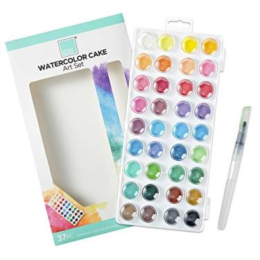 Imagem de COLOUR BLOCK Paleta de aquarela de forma de bolo de 36 peças com pincel para crianças, iniciantes e materiais de volta às aulas - suprimentos de arte, tinta lavável não tóxica tintas aquáticas
