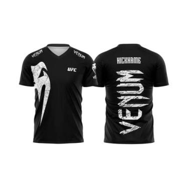 Imagem de Camiseta Masculina Preta E Branca UFC Estampada Em 3D De Manga Curta P