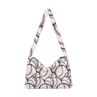 Imagem de Lindas bolsas de ombro femininas para carro, bolsa de pelúcia sob o braço, bolsa feminina para uso ao ar livre, Beisebol, One Size