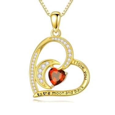 Imagem de WYDDO Colares de coração para mulheres, mãe, esposa, banhado a ouro 14 quilates, pedra do mês de nascimento, Natal, Dia dos Namorados, presentes para sua esposa, filha, mãe, One Size, Base, Pedra do