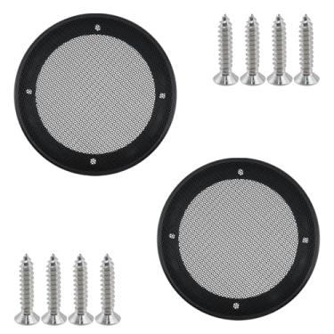 Imagem de Crapyt Capa de grade de alto-falante redonda de malha de 12,7 cm, protetor universal de alto-falante de carro de metal com parafusos, capa de proteção de buzina de grade de subwoofer para áudio