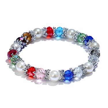 Imagem de Pulseira elegante com strass colorido brilhante pérola falsa pulseira pulseira pulseira feminina joia presente de aniversário - preto útil, One Size, Cristal, Sem Pedra Preciosa