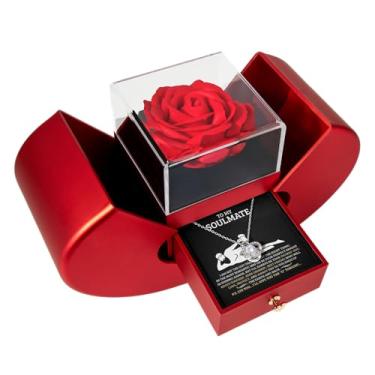 Imagem de Presentes de aniversário do marido para esposa | Colar de alma gêmea com cartão e caixa de mensagem sincera | Presente de aniversário, Natal ou Dia dos Namorados para namorada, noiva, 0.8" (2.2cm