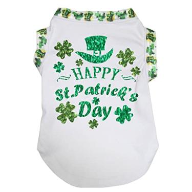 Imagem de Petitebella Camiseta de cachorro High Hat Happy St Patrick's Day (branco/chapéu com bainha, grande)