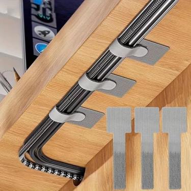 Imagem de 20 peças/conjunto de clipes de cabo de nylon autoadesivos – Organizadores de arame de aderência forte para embaixo da mesa, parede e mais, cinza