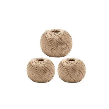 Imagem de Kit 3 Fio cordão barbante rami natural sisal rolo 2mm aprox 180mts