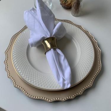 Imagem de 10 Sousplat Redondo Alto Padrão Lux Plastico Rigid Nz Rel Vr (BEGE Dourado Claro - Kit Mesa Posta Suplat Chic)