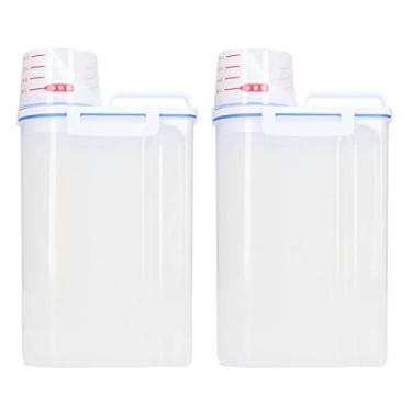 Imagem de Acouto Recipiente de Armazenamento de Arroz 2 PCS Recipiente de Armazenamento de Arroz 2,5L Dispensador de de Plástico Com Bico para Despejar Feijão de Grãos Pequenos Recipientes de Alimentos Secos
