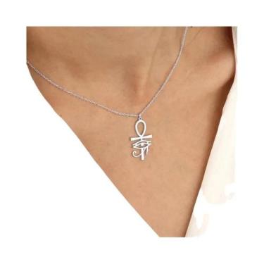 Imagem de Colar Com Pingente Ankh Olho De Hórus Banhado a Ouro Para Mulheres, Jo