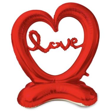 Imagem de HAIMITI Balões de dia dos namorados grandes balões de coração amor balões de alumínio em pé com pés (coração 1)