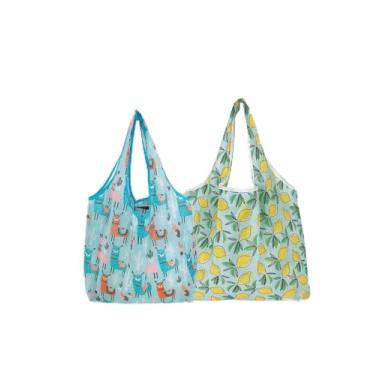 Imagem de Pacote com 2 sacos de compras leves e dobráveis, sacolas de compras reutilizáveis, reciclagem de viagem para compras à prova d'água LCC1149-04