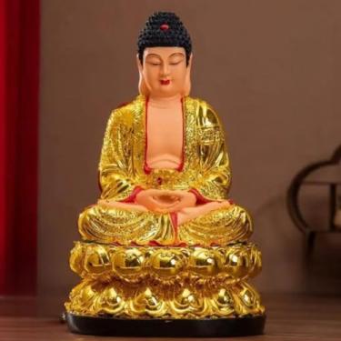 Imagem de FENNYYAR Decoração de estátua de Buda Amitabha, ornamento de escultura de resina de 30 cm e 30 cm