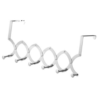 Imagem de WeiLaiKeQi Cabide de porta telescópico e reforçado para roupas, ideal para apartamentos, casas e dormitórios, de espaço para guardar, 6 Ganchos
