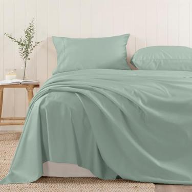 Imagem de Pizuna Lençol de Cima Algodão Casal Espuma de mar, 400 fios de algodão 100% sateen de fibra longa Lencol de Cima Casal 220x265 cm - 1 peça