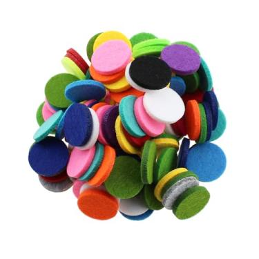 Imagem de RLECS 100 peças 22,5 mm almofada de algodão circular poliéster feltro tecido difusor de óleo essencial junta de substituição compatível com pulseira de 30 mm clipe de ambientador de carro