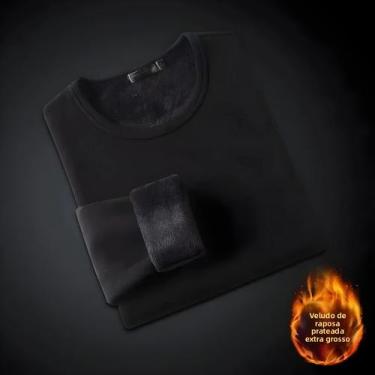 Imagem de Camiseta Térmica De Manga Longa Com Forro De Fleece Para Homens E Mulh