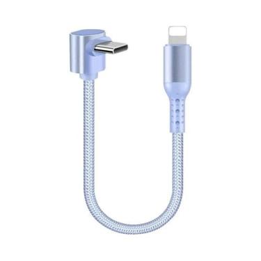 Imagem de Cabo USB a Para USB C Curto De Ângulo Reto De 90 Graus, Carregamento R