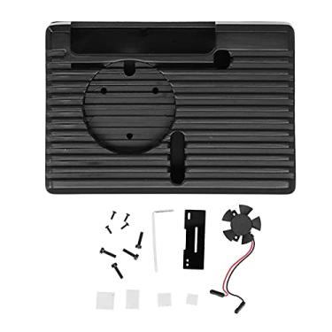 Imagem de 4 Gabinete Capa protetora de liga de alumínio com ventilador de resfriamento Dissipação de calor à prova de poeira Caso para 4 Modelo B preto