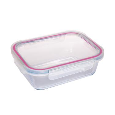 Imagem de Pote Hermético Com Tampa 1040ml Vidro Retangular Premium Marmita Mistura Não Vaza (1040)