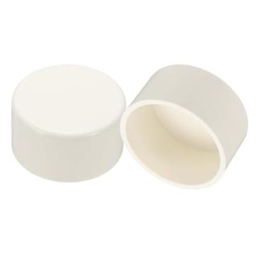 Imagem de PATIKIL Tampas de extremidade de tubo de PVC, pacote com 2 tampas de tubo de 6,3 cm de diâmetro, acessórios de soquete adaptador para construir móveis faça você mesmo linha de água de prateleira de