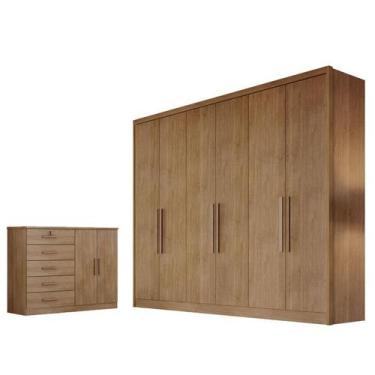 Imagem de Guarda Roupa Casal New Messina e Cômoda Seul Cumaru 23 - Novo Horizont