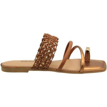 Imagem de Tamanco Rasteiro Dakota Rives Bico Quadrado Feminino, 35, Cobre