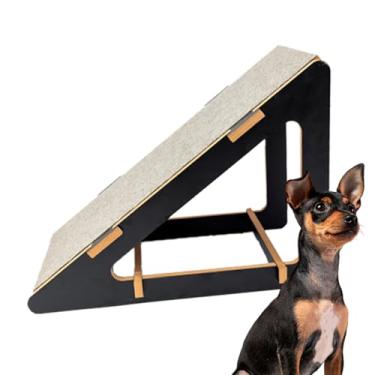 Imagem de Rampa para Cães e Gatos em MDF 15mm Laminado, Carpete Antiderrapante, 56x42x32cm, Preto, Arranhador de Parede (Preto)