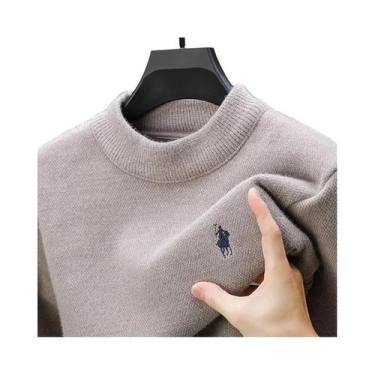 Imagem de Suéter De Luxo De Marca Para Homens, Pulôver De Veludo Com Gola O E Bo