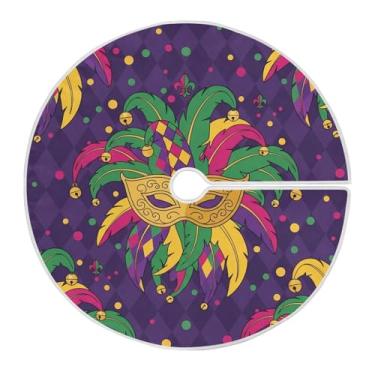 Imagem de ATTX Saia de árvore com máscara de carnaval de 118 cm – decoração festiva para festas de ano novo e carnaval #402