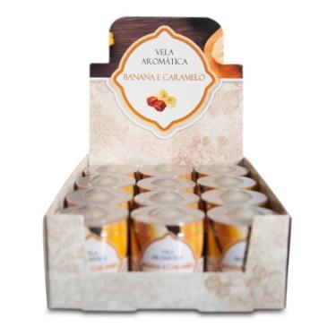 Imagem de Vela Aromática Banana e Caramelo, 130g, 72 Horas de Queima, Kit com 12 Unidades