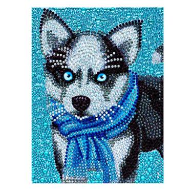 Imagem de Brodeado de Diamantes com Dril Completo Padrão Cachorro Fofo 5D DIY Pedras Resina Decoração Mesa Presente para Crianças Tela Caneta Cola Prato