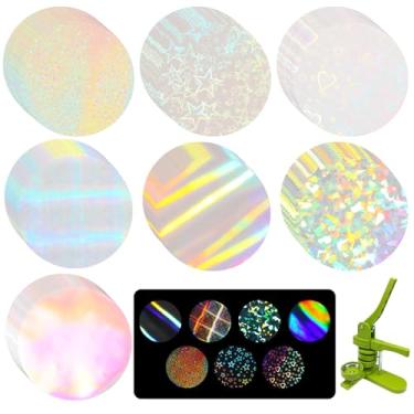 Imagem de Película protetora de crachá, 200 peças de adesivo holográfico de 70 mm para máquina de fazer botões com glitter para máquina de fazer botões de 5,5 cm e 58 mm