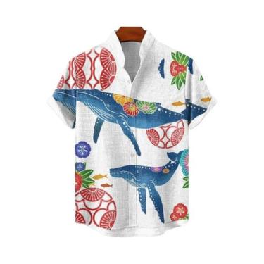 Imagem de Camisa Masculina De Linho De Manga Curta, Estilo Casual E Confortável,