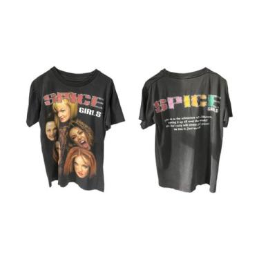 Imagem de Camiseta Spice Girls 1998 dos anos 90 básica preta clássica com reimpr
