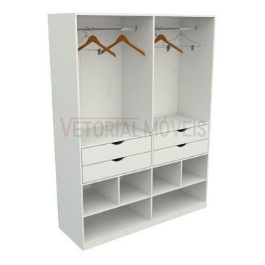 Imagem de Armário Arara Gaveta Sabrina M12 100% Mdf Closet Lojas - VETORIAL MÓVE