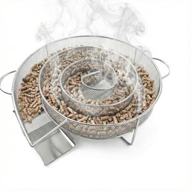 Imagem de GOVNPJ Gerador de fumaça fria de 33 cm, bandeja de defumador de labirinto de pellets de aço inoxidável 304, gerador de fumaça ao ar livre para churrasqueira com tempo de queima de 24 horas