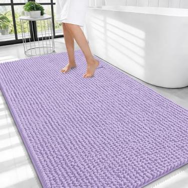 Imagem de OLANLY Tapetes de banheiro espessos 111 x 81 cm, tapetes de banho de chenille absorventes extramacios, suporte de borracha, lavar à máquina, secar na máquina, tapetes de banho para piso de banheiro