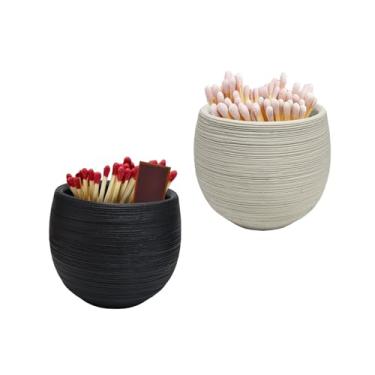 Imagem de Suporte de fósforo de concreto, caixa de fósforos decorativa para lareira, velas, salão, pote fofo para presente de decoração de casa, com 2 fricções correspondentes e 10 papéis de reserva ES