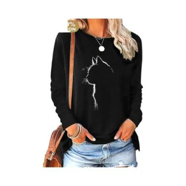 Imagem de Camiseta Feminina Solta E Confortável De Algodão Com Estampa Gráfica D