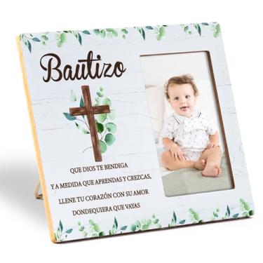 Imagem de CJiangpo Porta-retrato de batismo espanhol – presentes de bautizo para meninos e meninas, presente de batizado religioso, dedicação católica para chá de bebê, lembrança de chá de bebê, moldura de