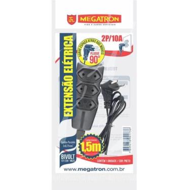 Imagem de Extensao 3 Tom. Paral.2X0,75X1,50Mt 2P 10A/250V Plugue 90 Pt - MEGATRO
