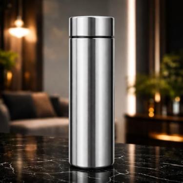 Imagem de Garrafa Térmica de Aço Inox com Termômetro em Led 500ml - Conserva Bebidas Quentes e Frias