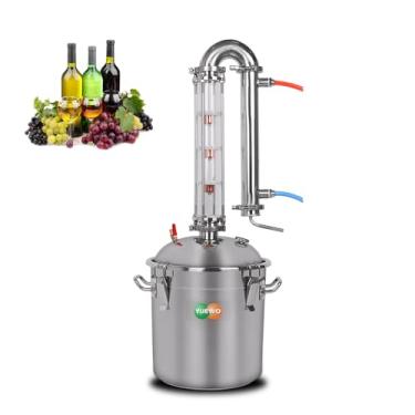 Imagem de YUEWO Destilador de álcool de aço inoxidável Alcohol Still 5,8 gal/13,2 GAL Kit de destilaria de fabricação caseira com coluna de cristal de 5 cm para DIY Whisky Wine Brandy Gin Vodka Fabricação de