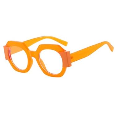 Imagem de VFDHN Óculos de Sol Feminino Fashion Polygon Bicolor Vintage Laranja Degradê UV400 Masculino Punk (13160-C14)