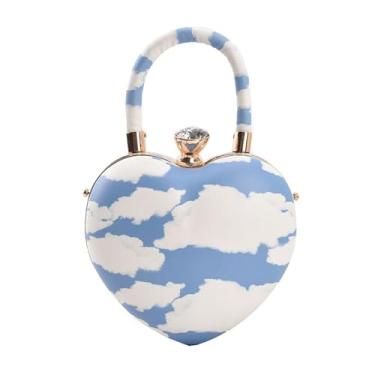 Imagem de Bolsa de mão em forma de coração para noite bolsa de casamento PU bolsa tiracolo feminina bolsa de ombro luxuosa, Verde escuro, 17X16X6cm